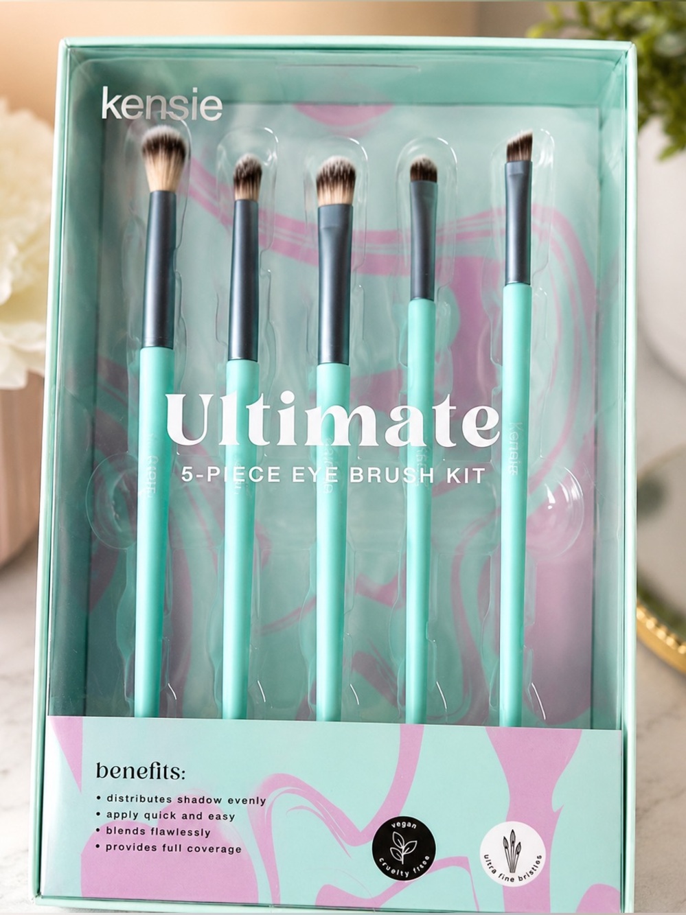 Kensie Turquoise 5 Piece Eye Brush Kit New